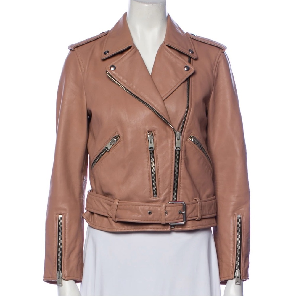 AllSaints blush pink leather Moro jacket size US 6. Perfect condition!!